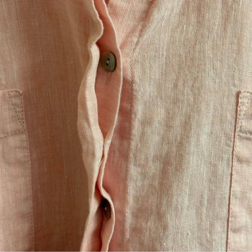 J Jill Love Linen Womens Size M Soft Pink Long Sleeve Button Up Tunic Blouse Top - Picture 3 of 9